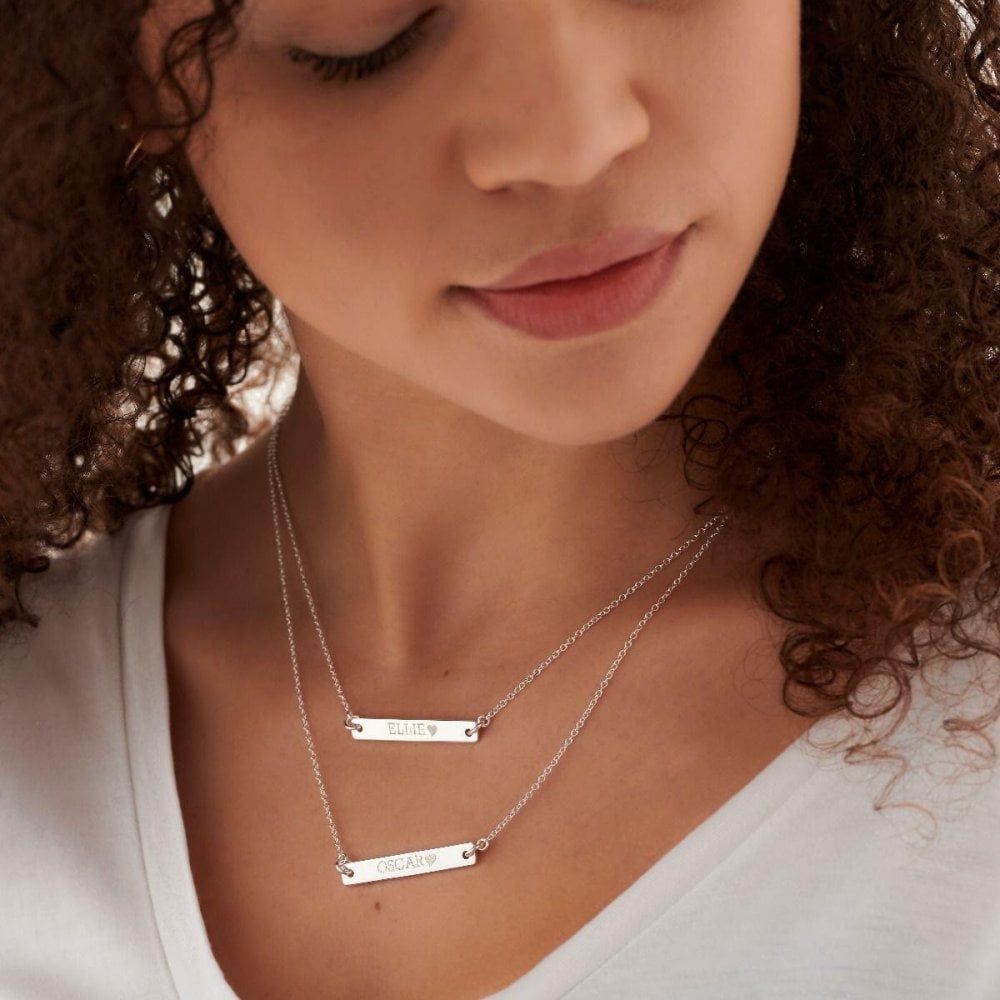 Silver Engravable Bar ID Pendant