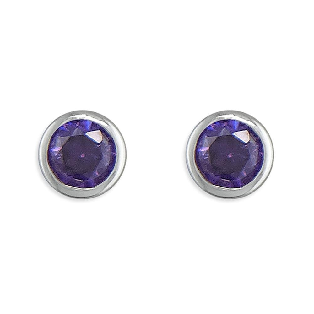 Silver February Birthstone Stud Earrings