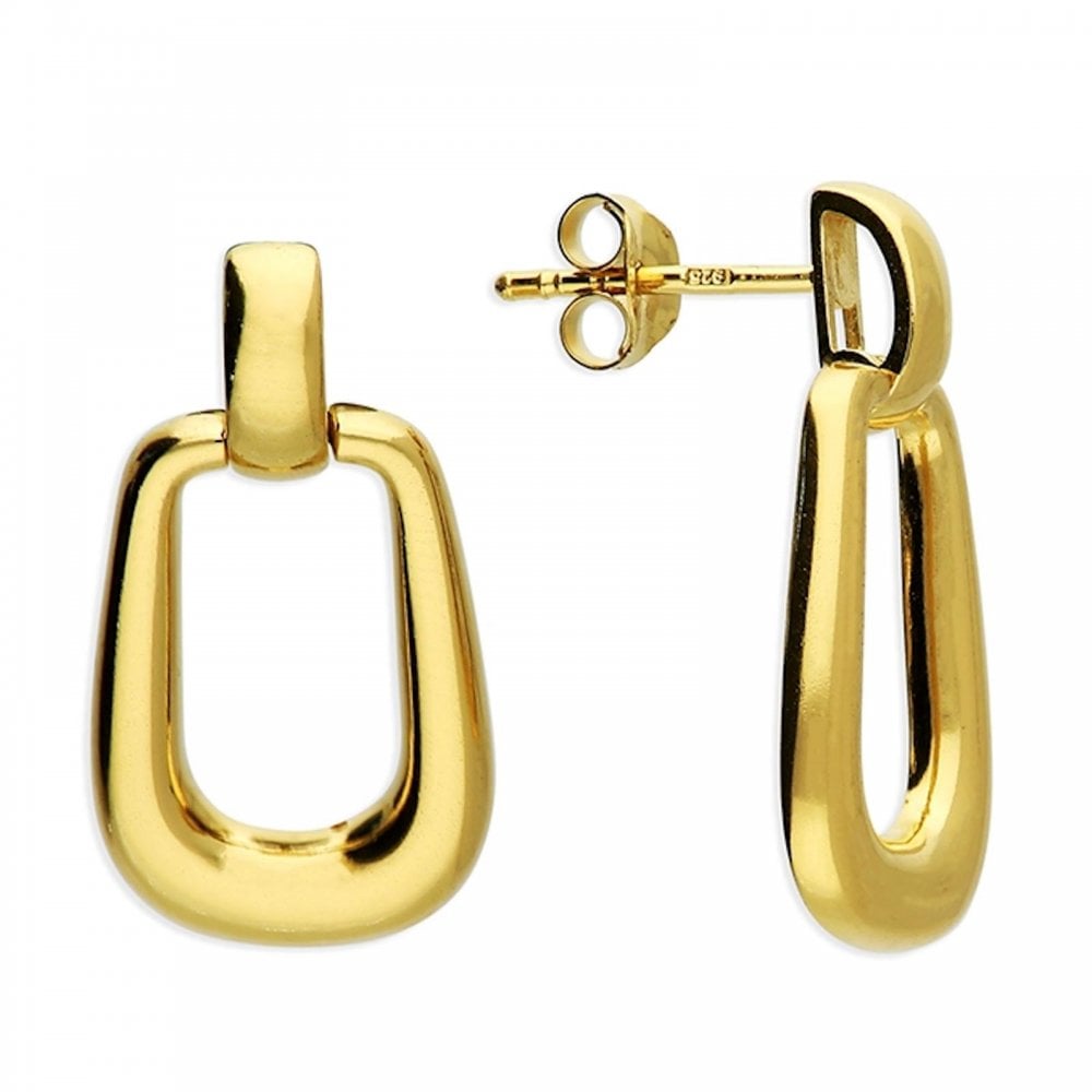 Silver Gold Plate Rectangular Hoop Earrings