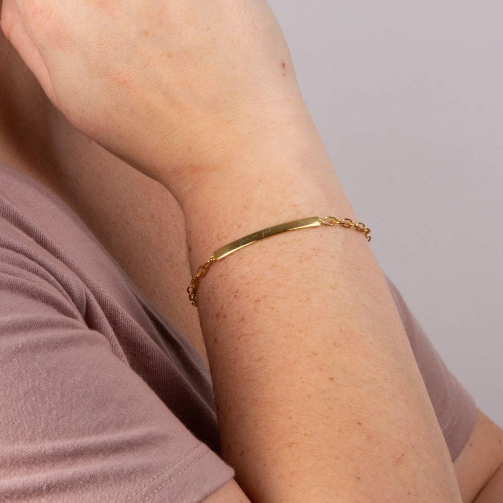Silver Gold Plated Bar ID Bracelet