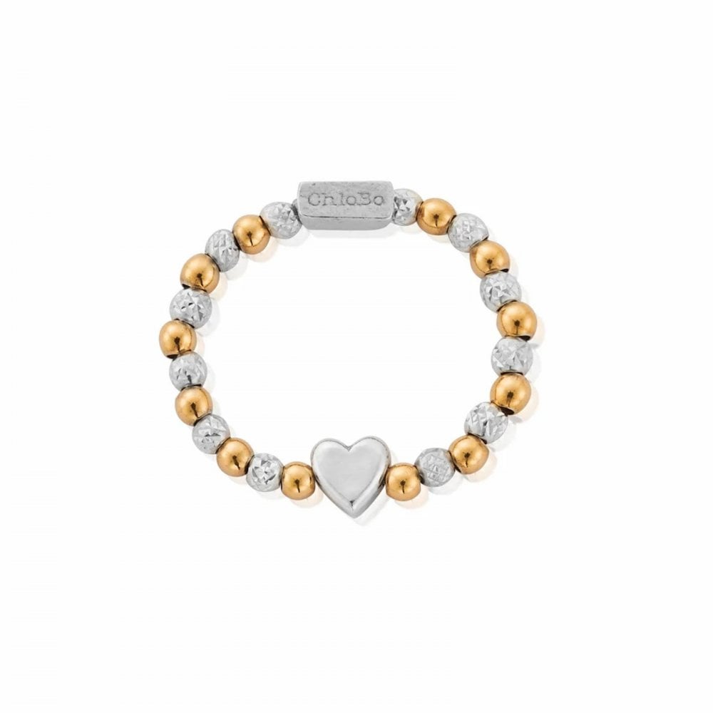 Silver & Gold Plated Heart Ring Medium