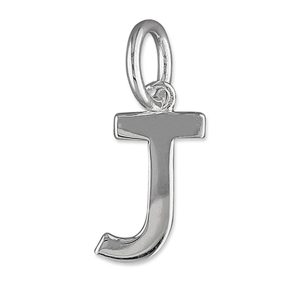 Silver Initial Pendant Charm J