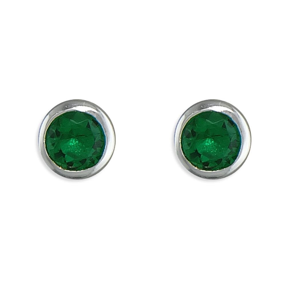 Silver May Birthstone Stud Earrings