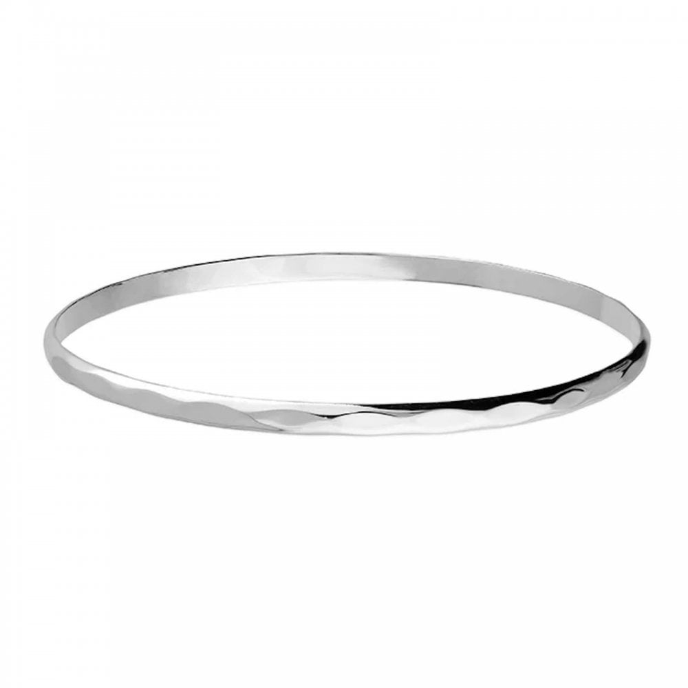 Silver Narrow Facetted Slave Bangle