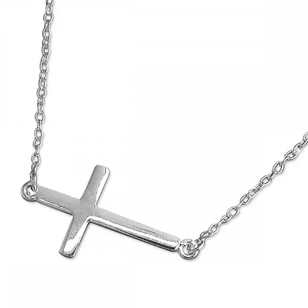 Silver Necklace 46/18in Resurrection Cross & Chain
