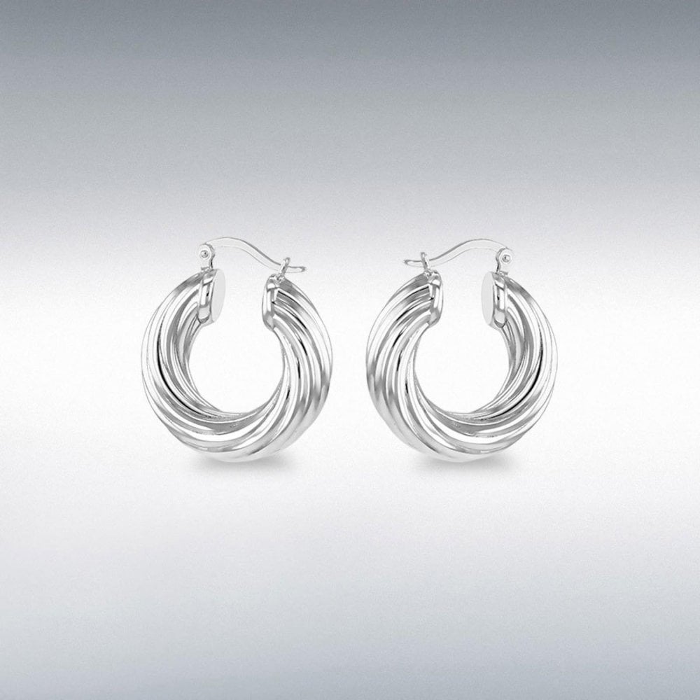 Silver Rhodium Electro Twist Earrings