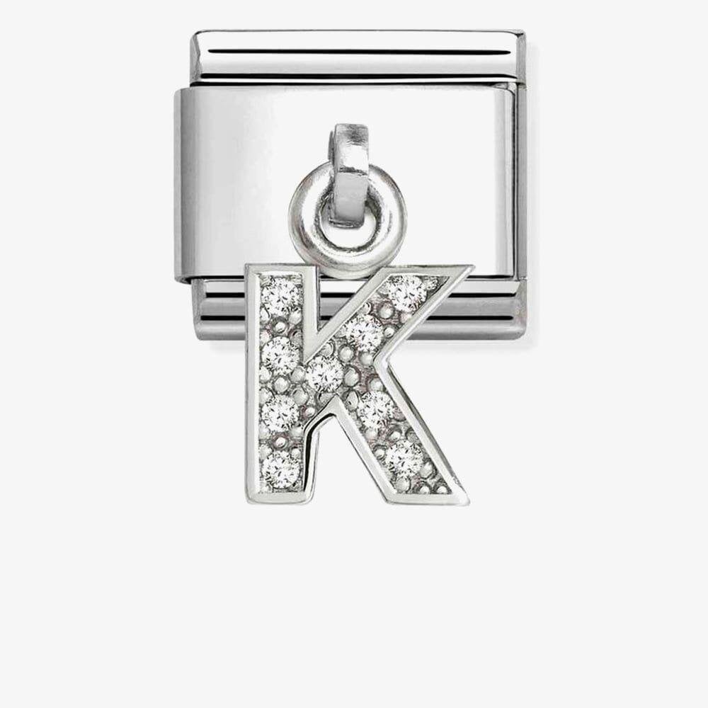 Silvershine Sparkling Letter K Charm