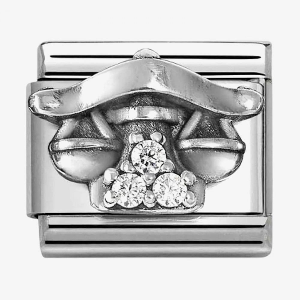 Silvershine Sterling Silver Cubic Zirconia Libra Charm