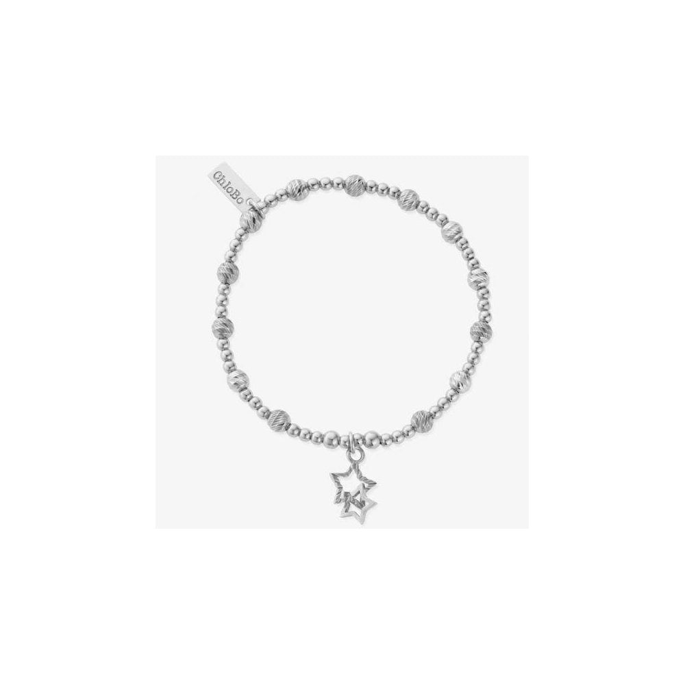 Sparkle Silver Interlocking Star Bead Bracelet