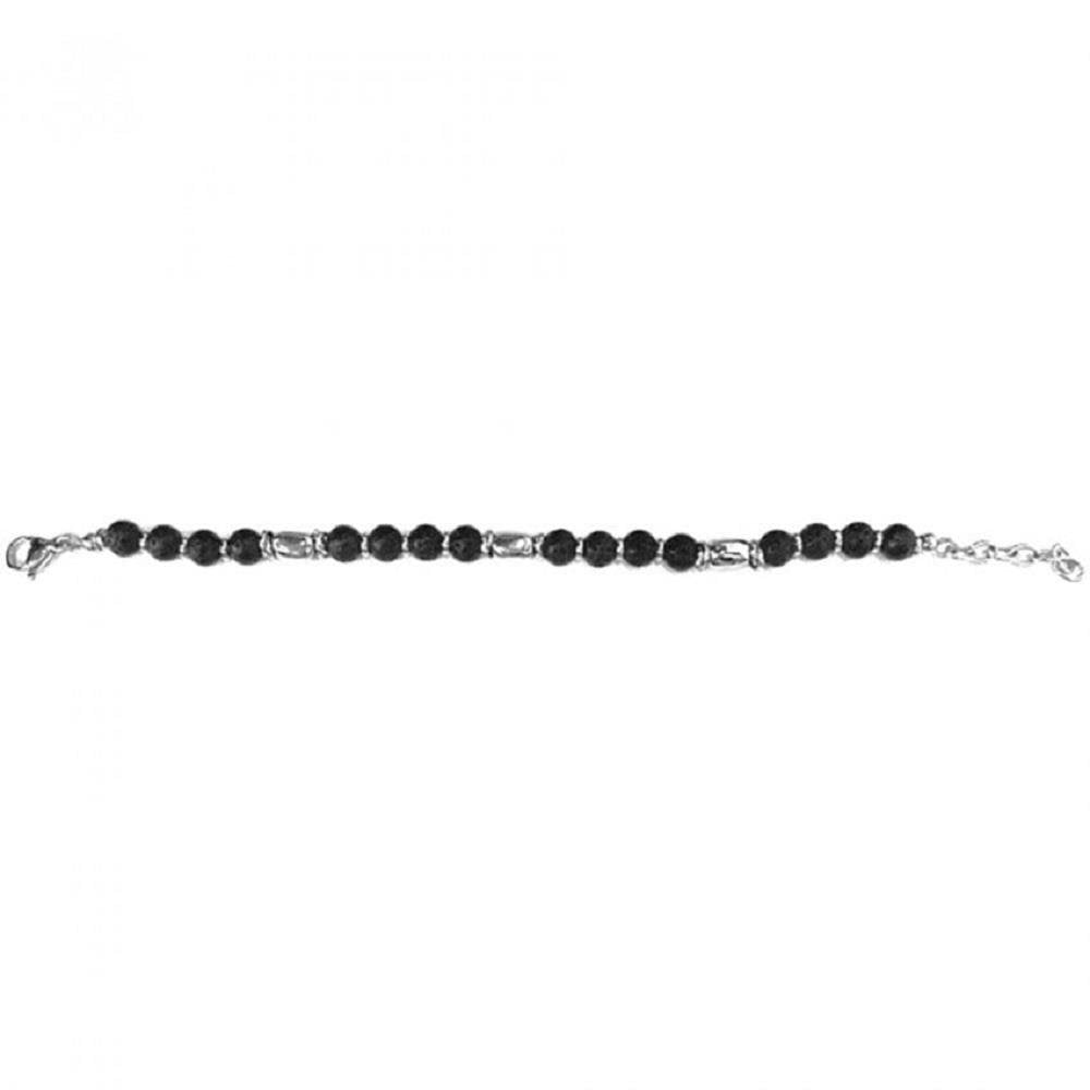 Stainless Steel and Lava Stone Bead Bracelet