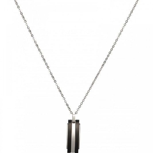 Stainless Steel & Black IP Plating Mini Dog Tag Pendant