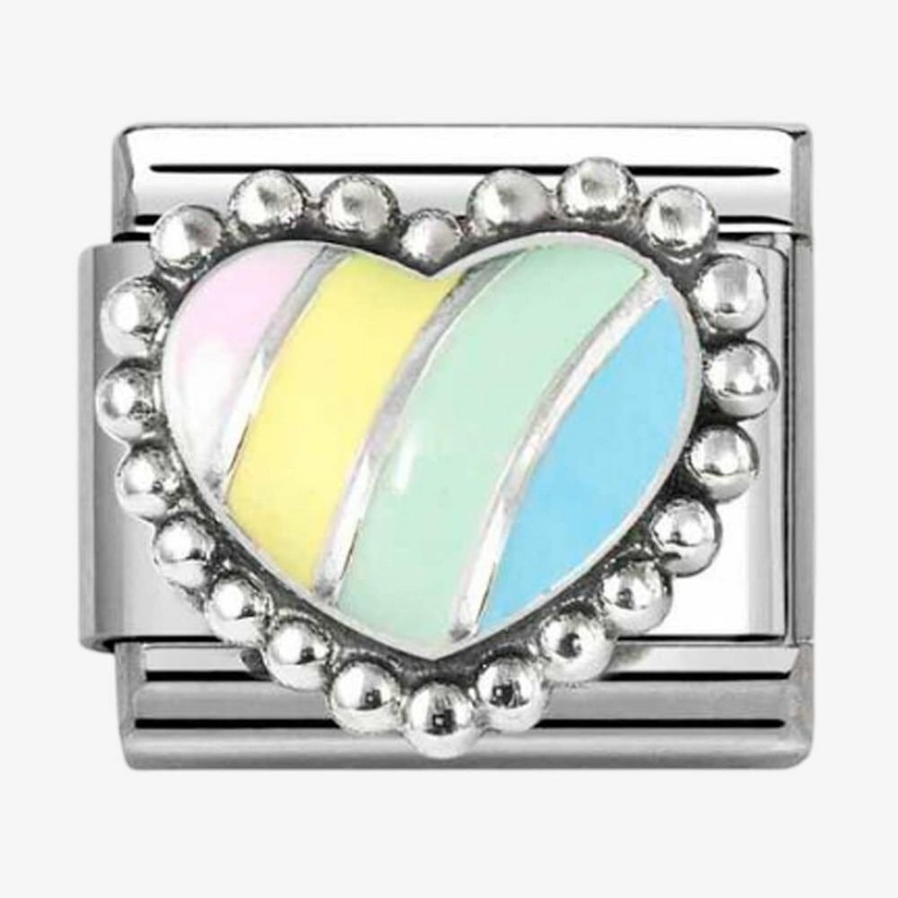 Stainless Steel & Silver Multi-Coloured Dotted Heart Charm