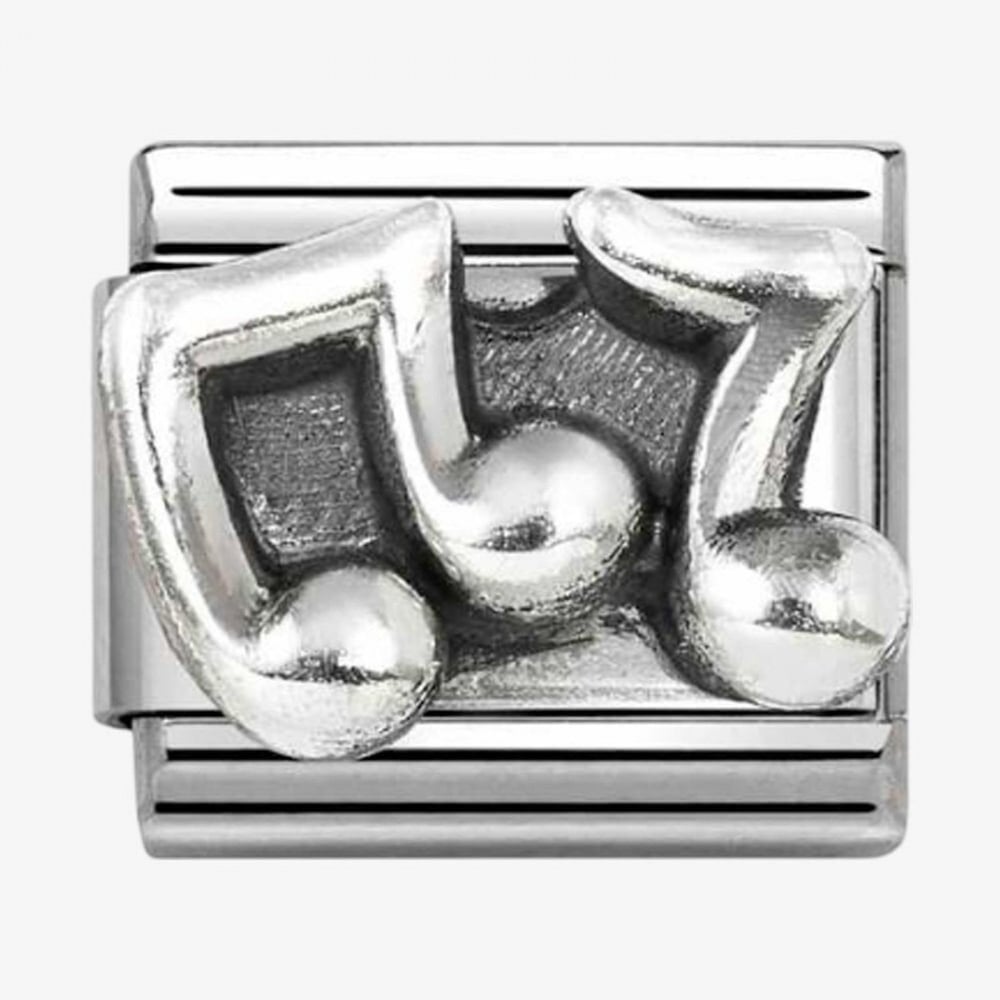 Stainless Steel & Silver Musical Notes Charm