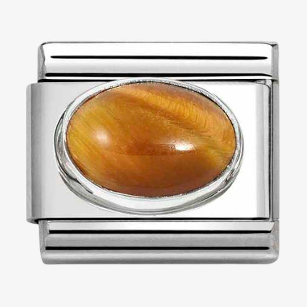 Stainless Steel & Silver Tiger Eye Stone Charm