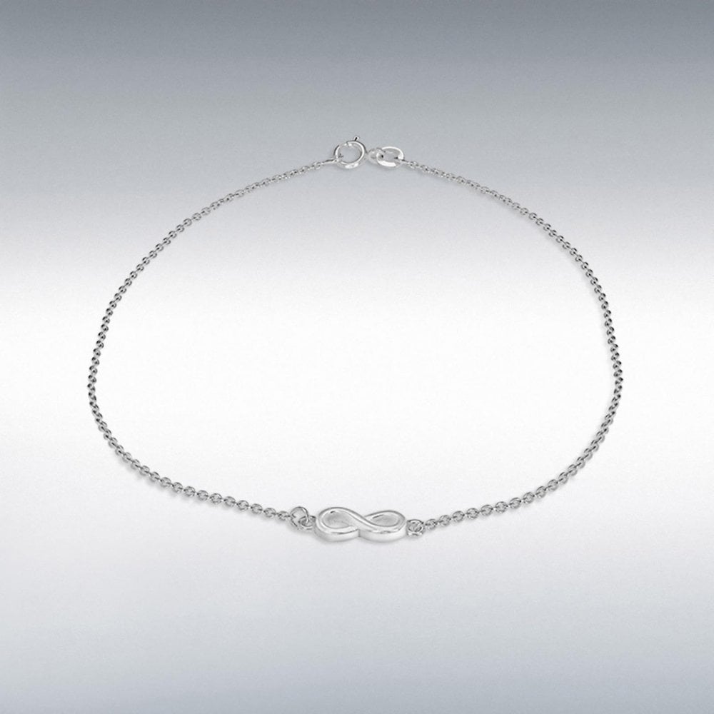 Sterling Silver 16x4.5mm Infinity Anklet 26cm/10.2