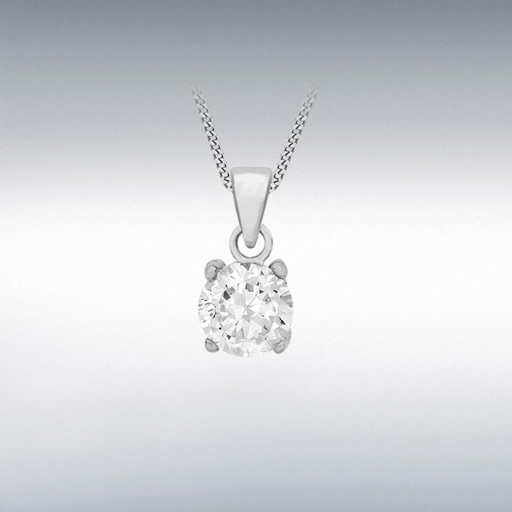 Sterling Silver 7mm CZ Round Pendant