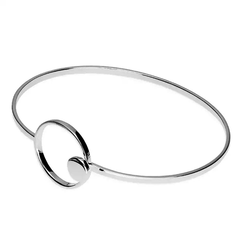 Sterling Silver Circle with Disc Hook Bangle