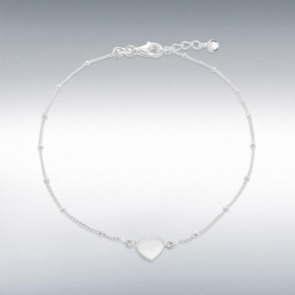 Sterling Silver Curb & Ball Anklet Adj 23/24cm