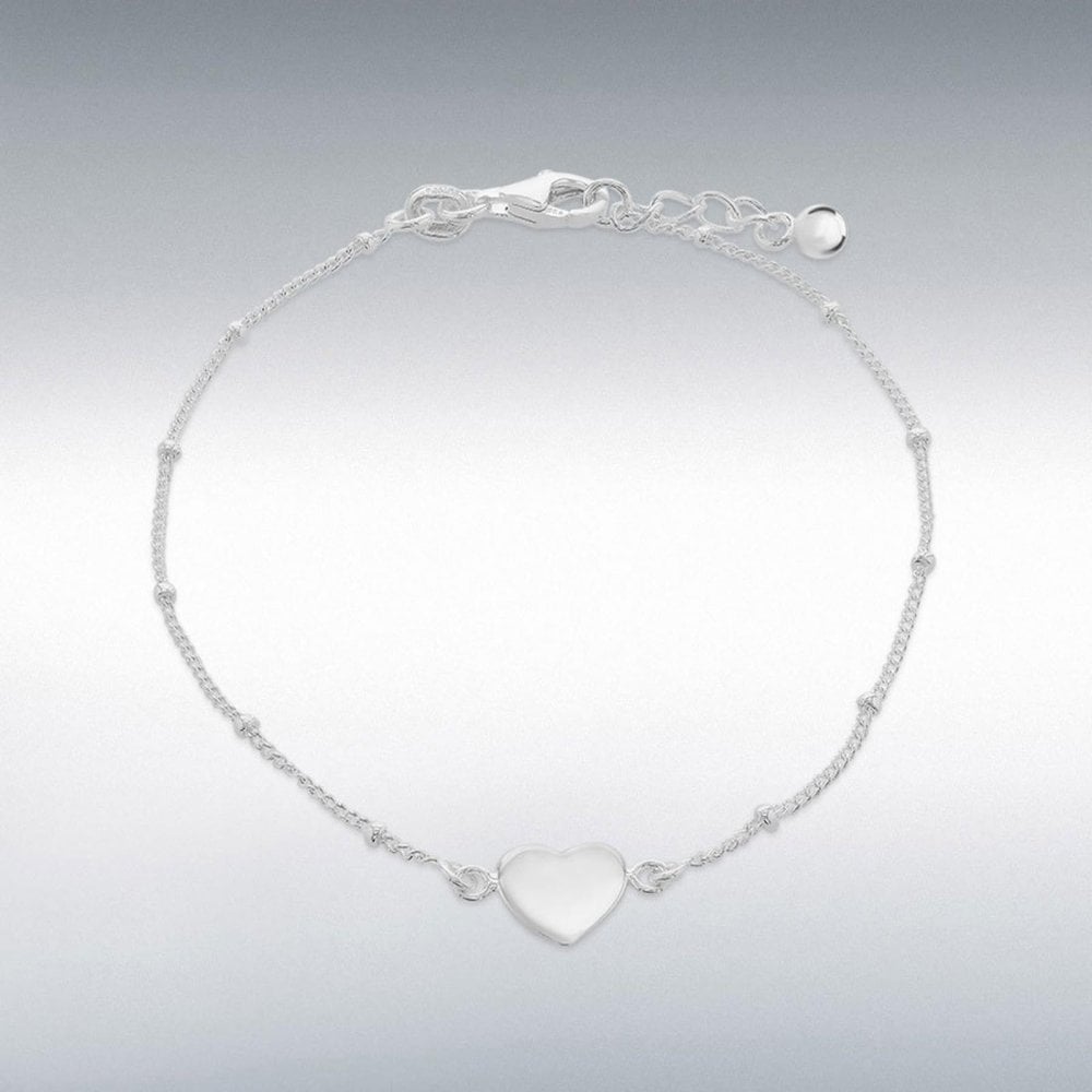 Sterling Silver Curb & Ball Bracelet Adj 18cm/19cm
