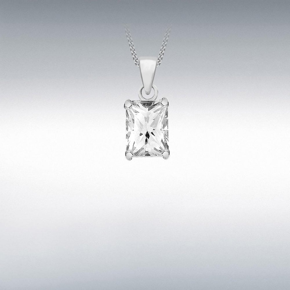 Sterling Silver CZ Rectangular Pendant