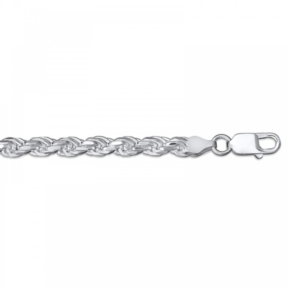 Sterling Silver Diamond Cut Solid Rope Chain 18"