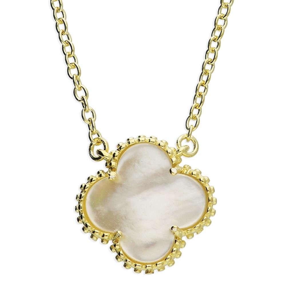 Sterling Silver Gold Plated Quatrefoil Necklace