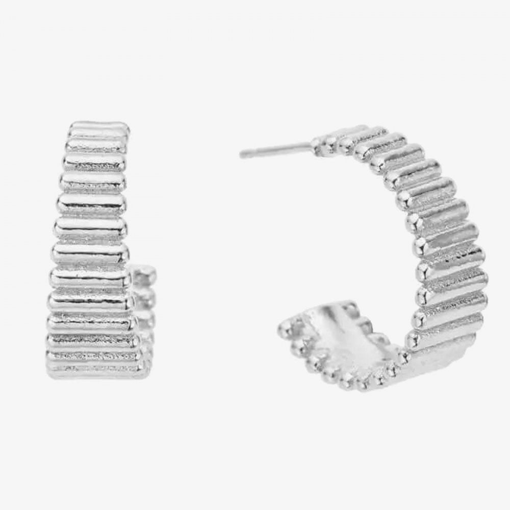 Sterling Silver Large Graduated Ridge Hoop Earrings