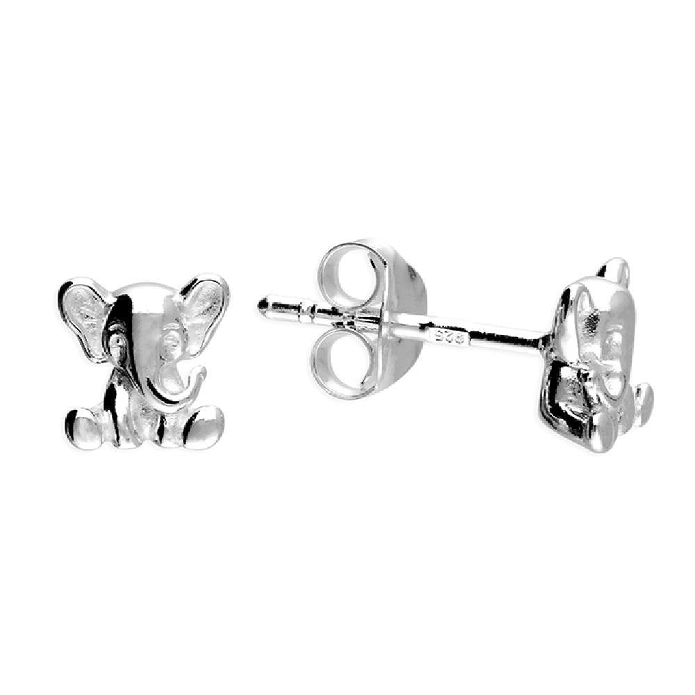 Sterling Silver Small Elephant Stud Earrings