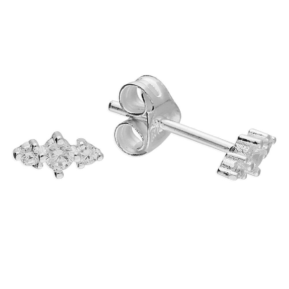 Sterling Silver Tiny CZ Wing Stud Earrings