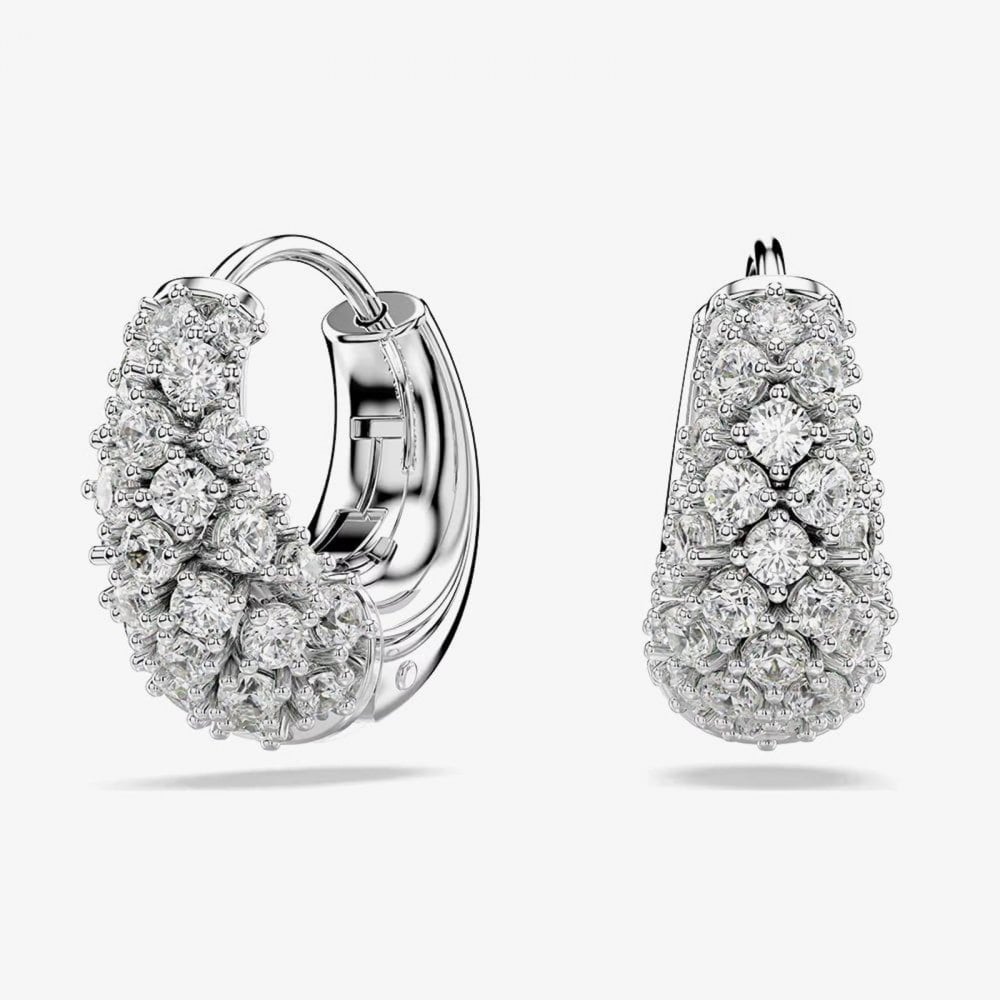 Sublima Rhodium Plated White Zirconia Hoop Earrings