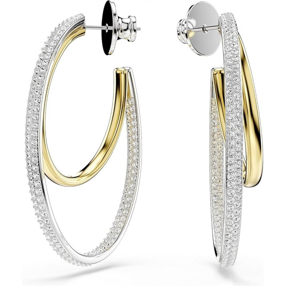 Swarovski Hyperbola Two Tone Gold Circle Earrings