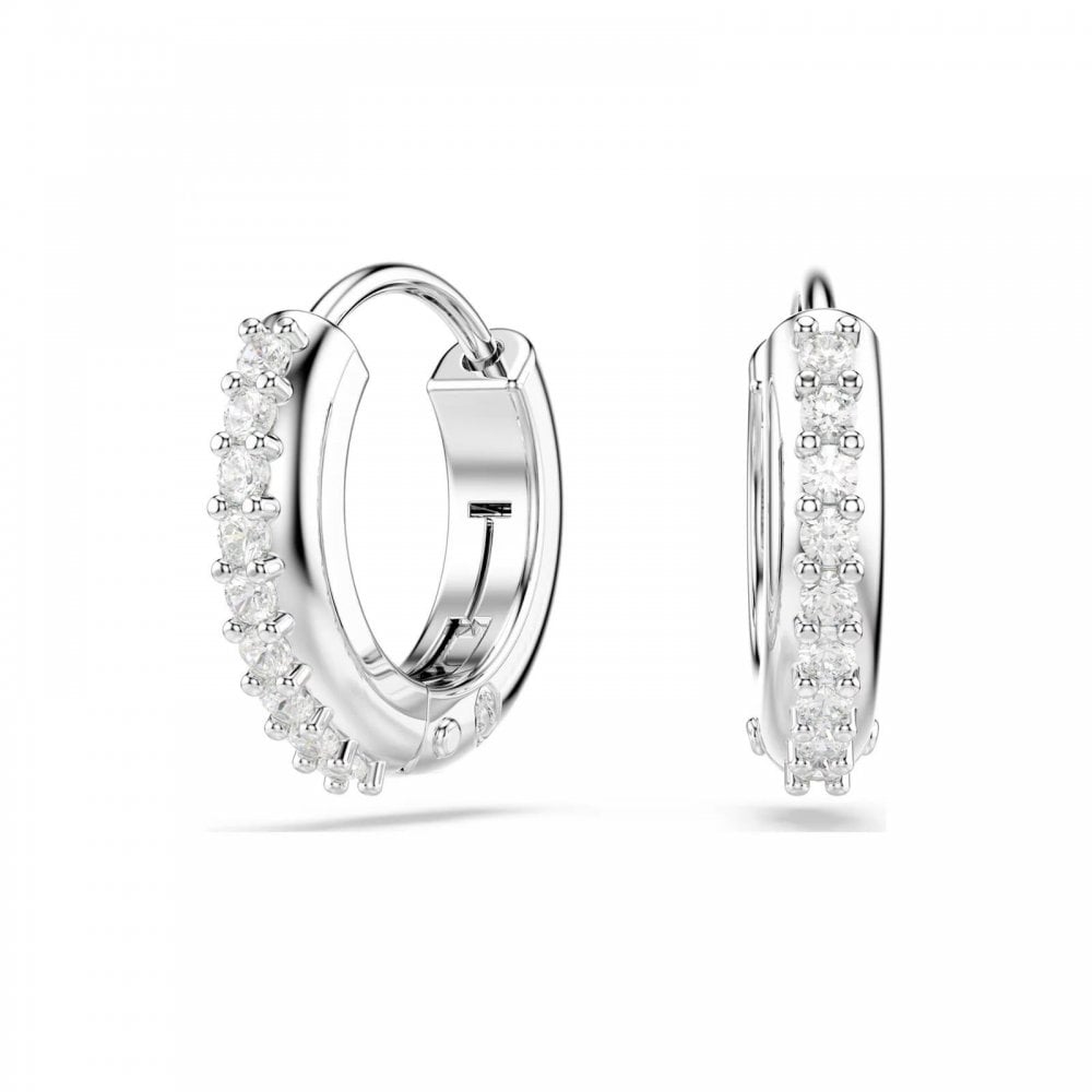 Swarovski Matrix White Crystal Hoop Earrings
