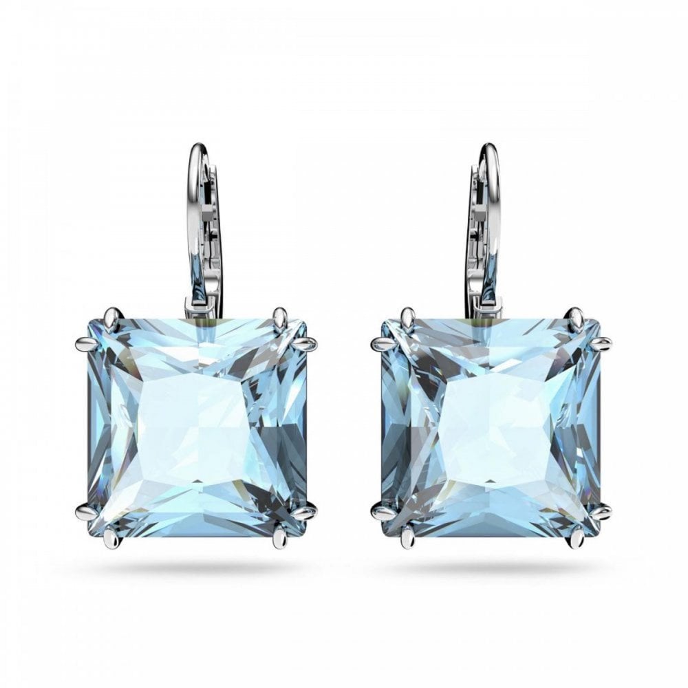 Swarovski Millenia Aqua Blue Square Drop Earrings