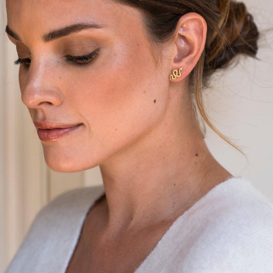 TI SENTO Gold Plated Snake Stud Earrings