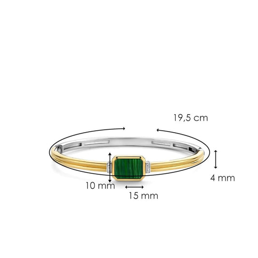 TI SENTO Green Malachite Gold Plated Bracelet