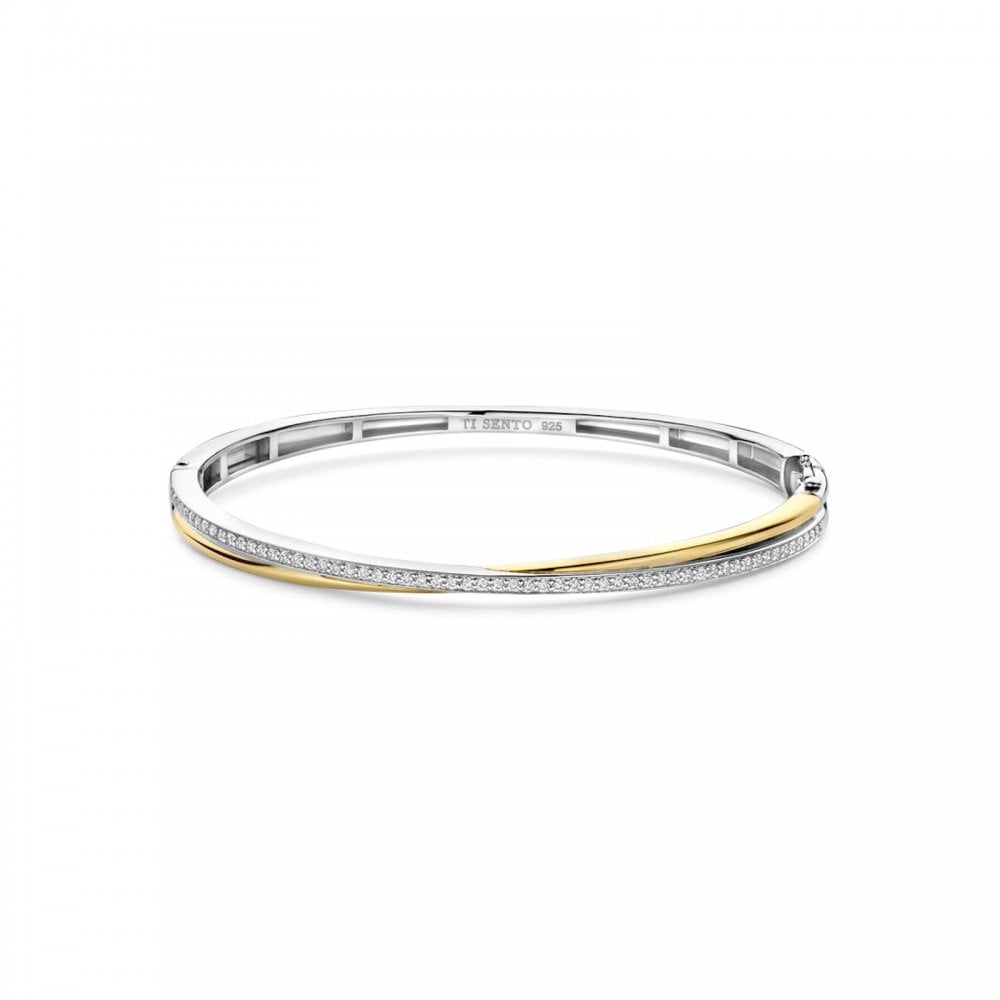 Ti Sento Silver & Gold Plate with CZ Bangle