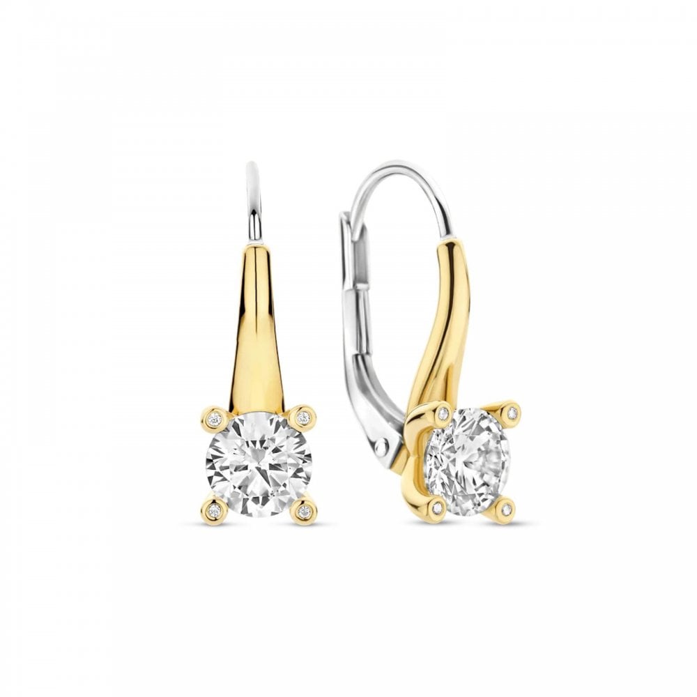 TI SENTO Silver Gold Plated CZ Earrings