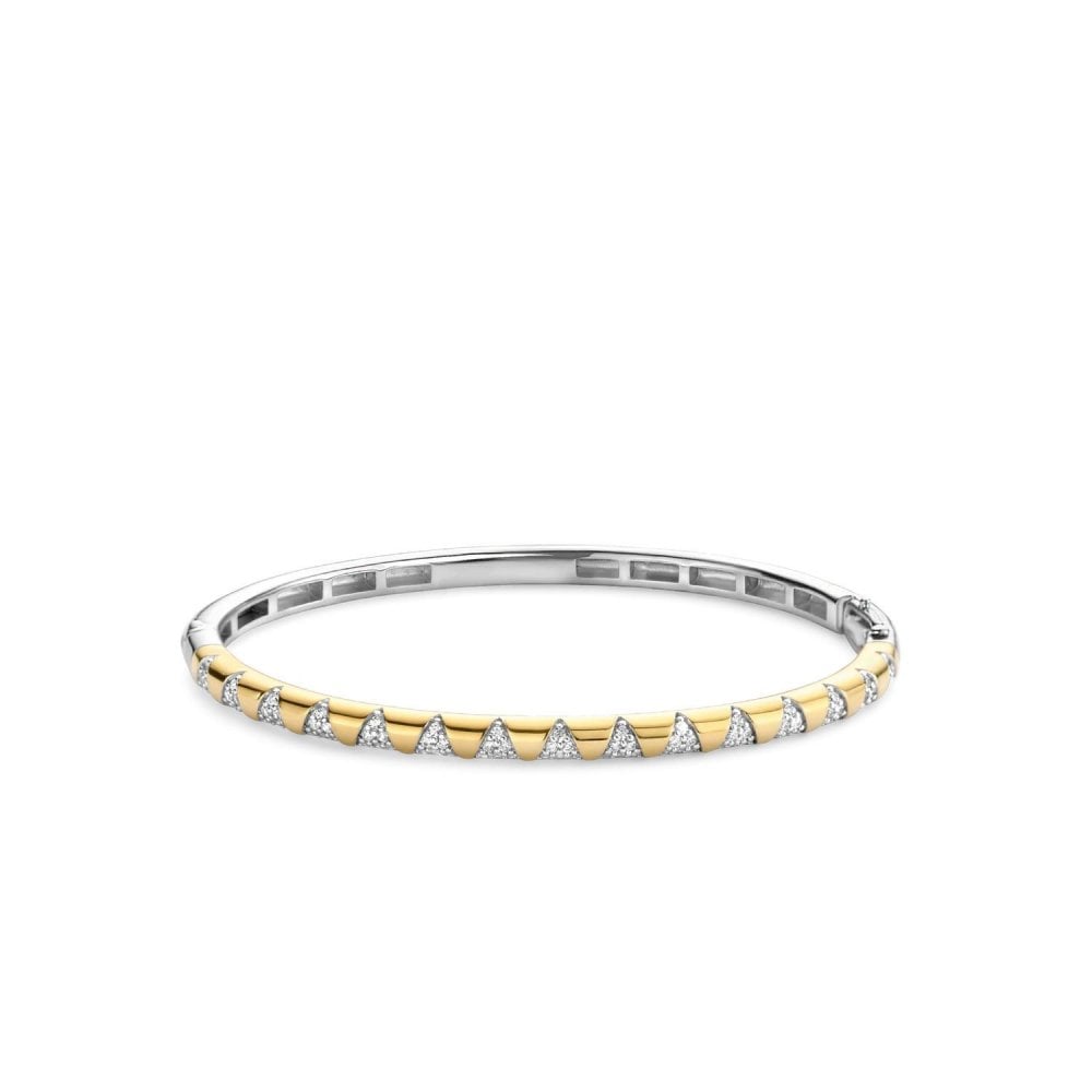 Ti Sento Zirconia Gold Plated Bangle