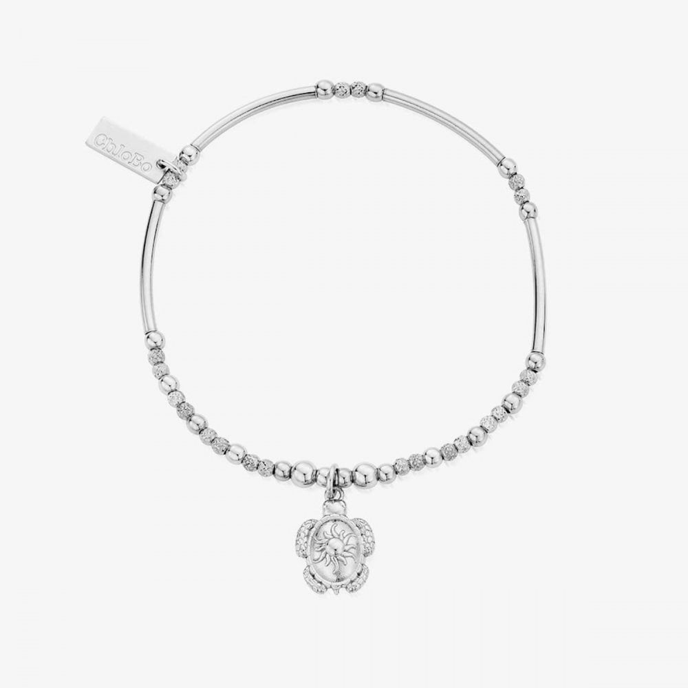 Treasures Of Bali Sheltered Glow Sterling Silver Turtle Charm Bracelet