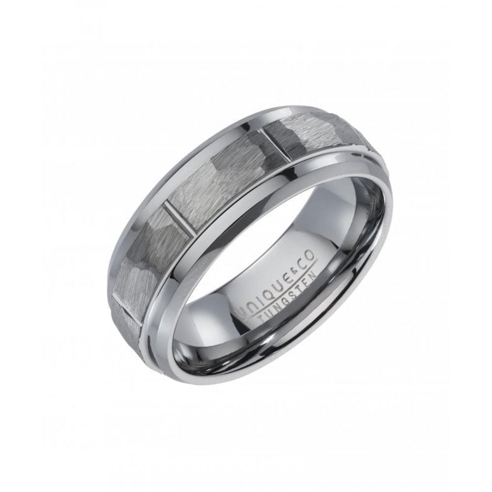 Tungsten Carbide Hammered 8mm Ring Size 66