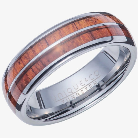 Tungsten Carbide with Wood Inlay 7mm Ring Size 64