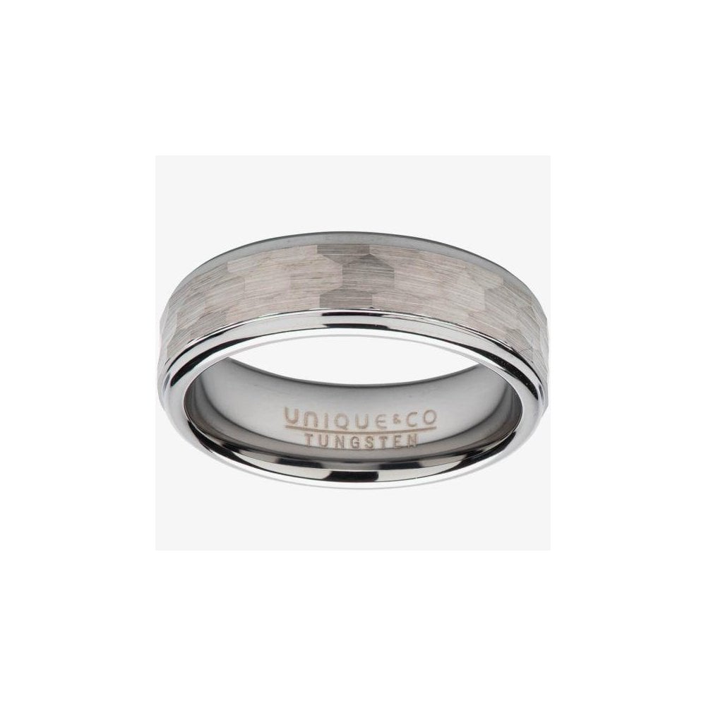 Tungsten Hammered Gents Ring Size 68