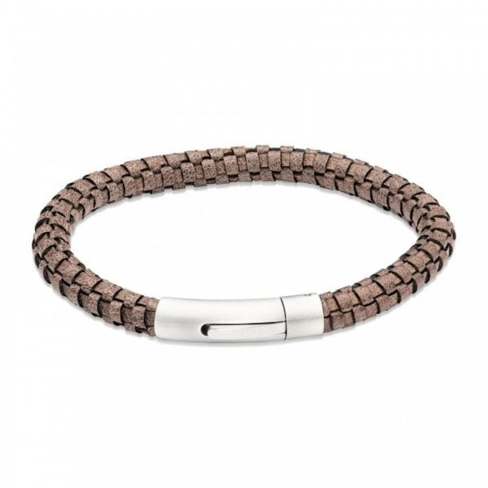 Unique Moro Black Edge Leather Gents Bracelet 21cm