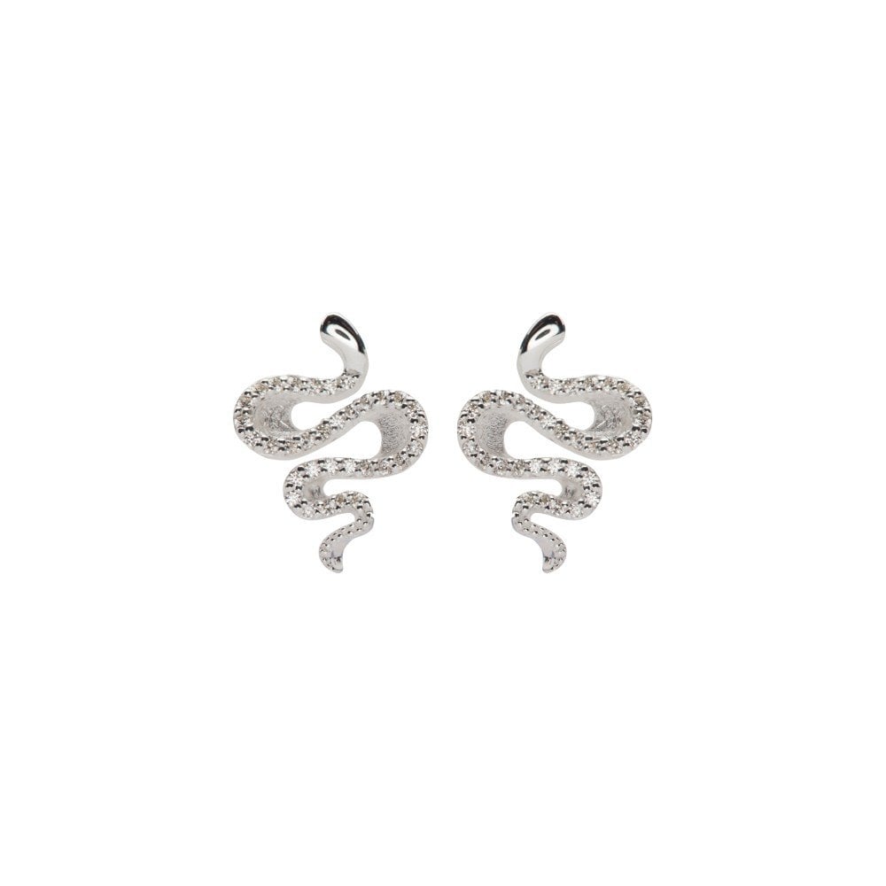 Unique Silver and CZ Ribbon Drop Earrings