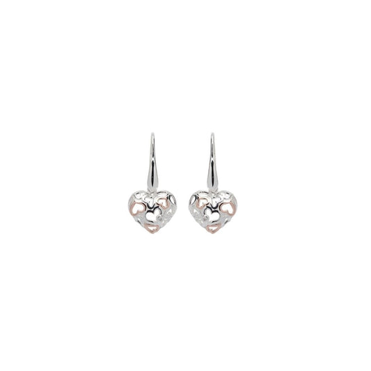 Unique Silver Heart Drop Earrings