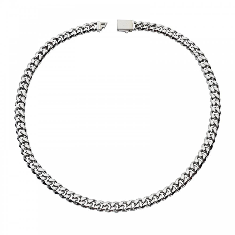Unique Stainless Steel Curb Blue Necklace 50cm x 9mm