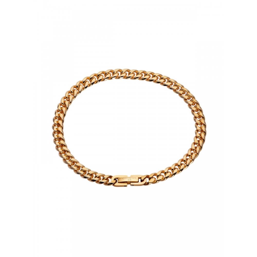 Unique Steel Matte Polished Gold Plated Bracelet 19cm