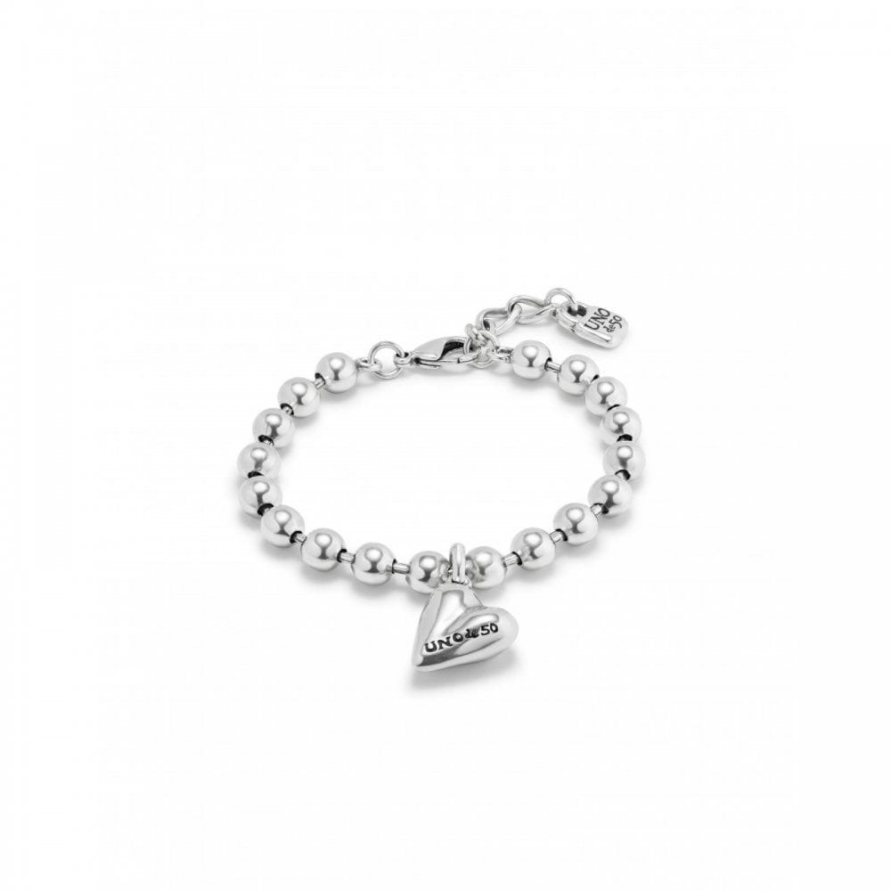 UNOde50 Cupido Silver Plated Beads Heart Bracelet