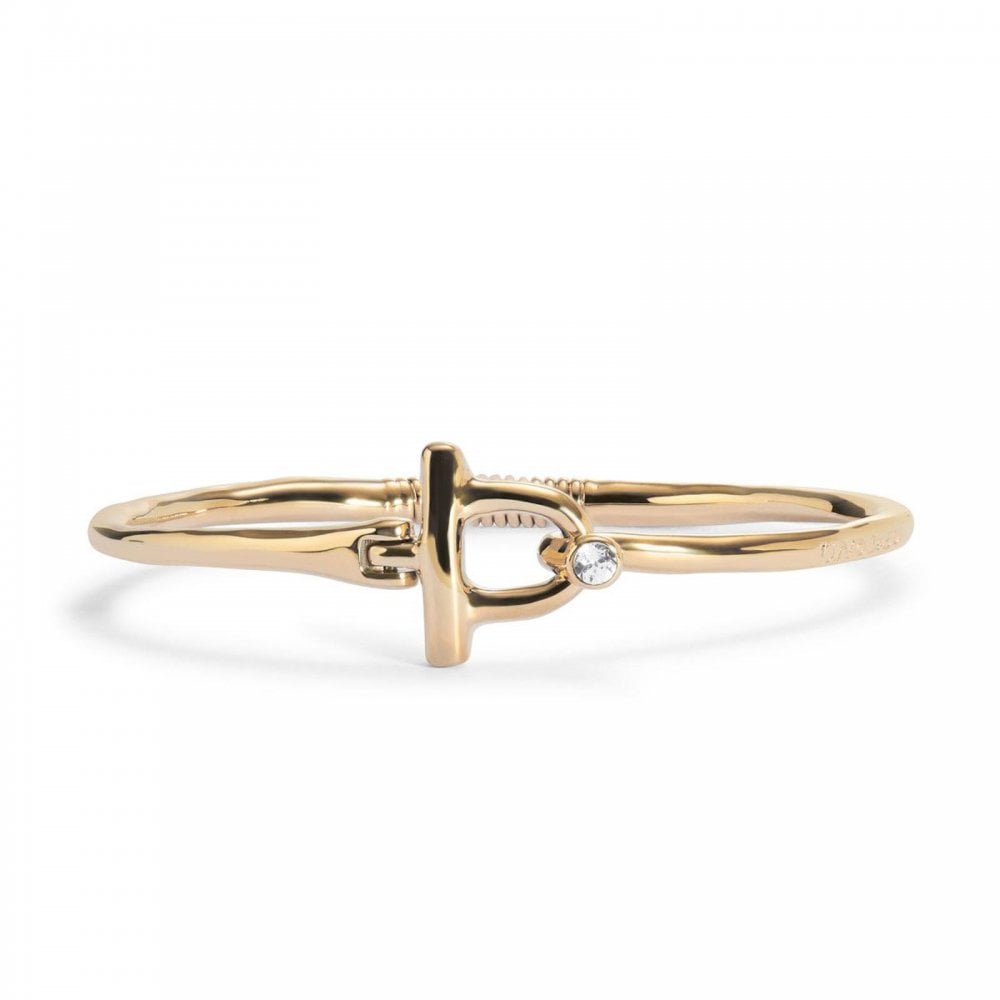 UNOde50 Rigid Bracelet Gold Plate with White Topaz