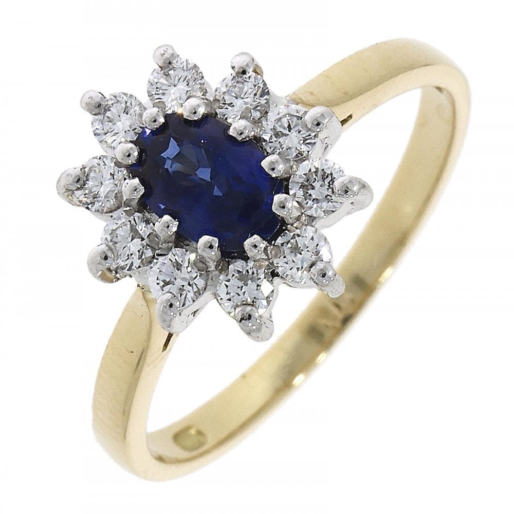 18ct Diamond and Sapphire Cluster Ring